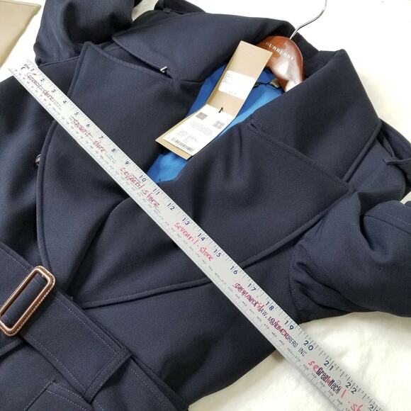NWT Burberry The Regina Women Size 4 Wool Gabardine Long Trench Coat Navy $2,890 - Picture 9 of 13